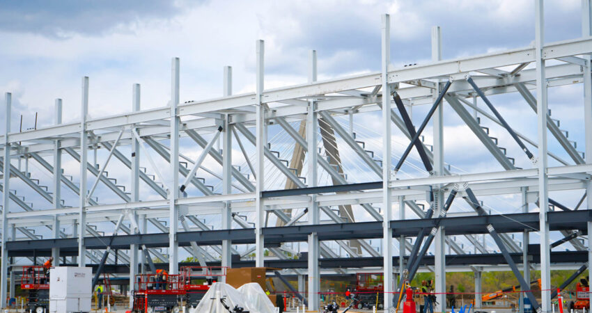 Stadium grandstand under construction